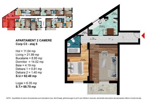 2 camere decomandat/69 mp/ Dimitrie Leonida