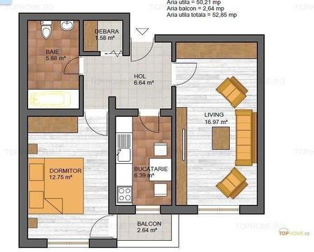 Apartament 2 camere, 53 mp, Dimitrie Leonida