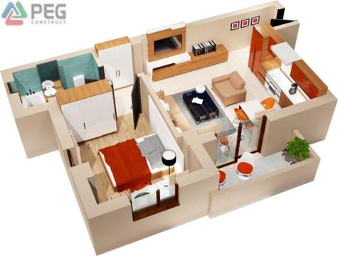 Apartament 2 camere decomandat 49 mp Bloc Nou