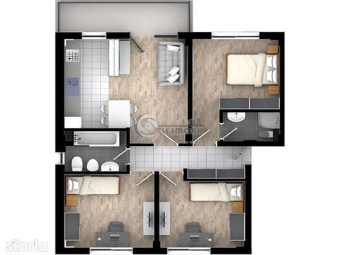 Apartament 4 camere, decomandat, cartier rezidential, Tatarasi, 79.6mp