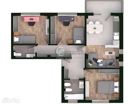 Apartament 4 camere, decomandat, cartier rezidential, Tatarasi, 77.6mp