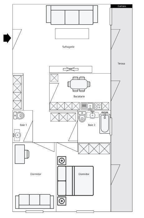 Inchiriez apartament 3 camere in , str. T. Vladimirescu