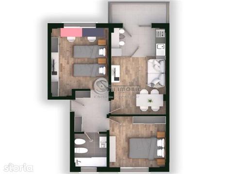 Apartament 3 camere, decomandat, cartier rezidential, Tatarasi, 62.4mp