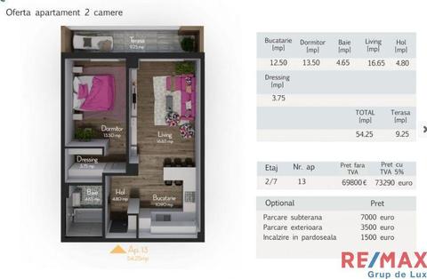 Apartament modern cu 2 camere 54.2mpu în zona Zorilor | COMISION 0%