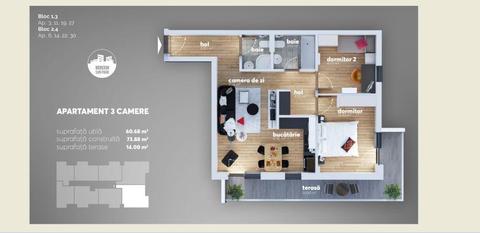 Apartament 3 camere, Promotie!