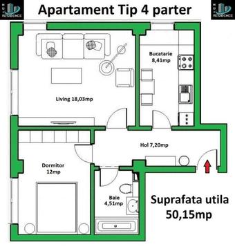 Apartament 2 camere 50,15mp parter - bloc 2019 loc de parcare gratuit