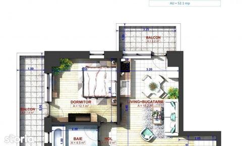 Apartament 2 camere Bucium , 53 metri, etaj 1 Cod:130017