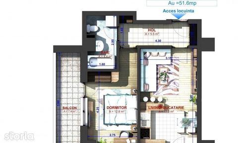 Apartament 2 camere Bucium , 52 metri, etaj 1 Cod:130015