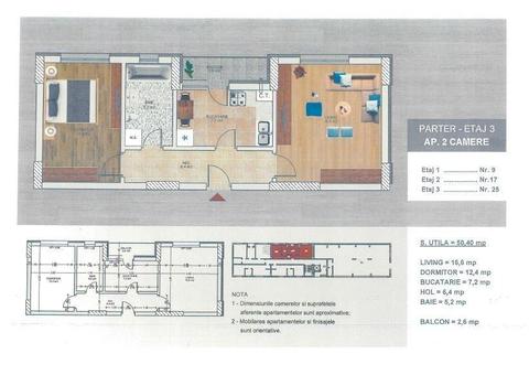 Apartament 2 camere: 50 mp / 8 min: Metrou - Dimitrie Leonida
