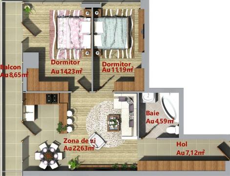 Apartament cu trei camere bloc nou