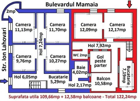 Bd. Mamaia Ultracentral-Etaj de vila 6 camere 122mp - COMISION 0%