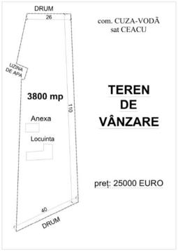 Teren Intravilan 3800mp Ceacu, Cuza Voda