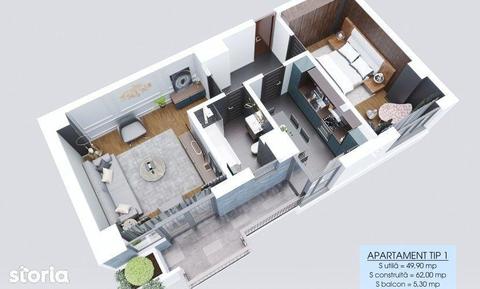 Apartament 1 camera Metalurgie , 42 metri, etaj 1 Cod:130776