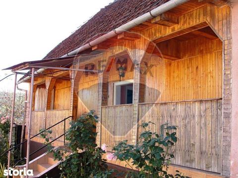 Casa noua + casa traditionala din lemn la poalele muntilor Codru-Moma