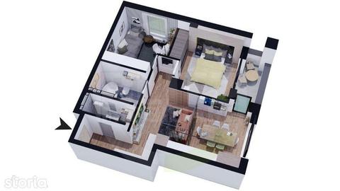 Apartament 3 camere, 70.26 mp, semifinisat, zona Vivo