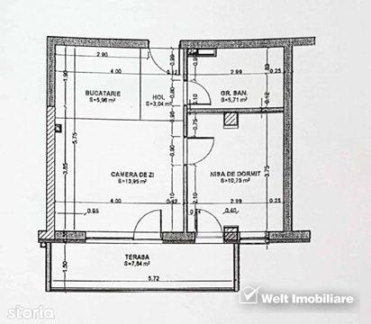 Apartament semifinisat cu 2 camere, parcare subterana, cu CF, zona str