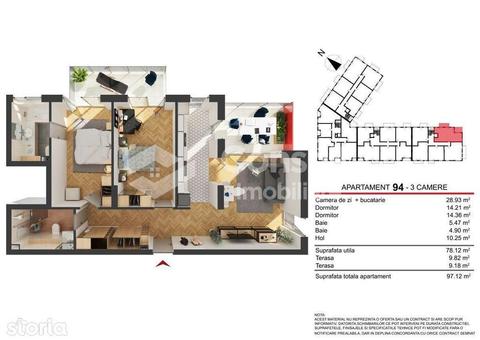 Apartament cu 3 camere de vânzare, in cartierul Marasti imobil nou