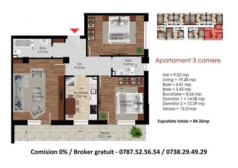 Apartament 3 camere / 2 bai - Metrou Berceni / D. Leonida