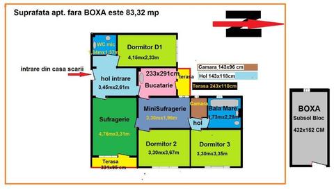 Apartament 4 Camere ,Minisufragerie si Boxa subsol ,central