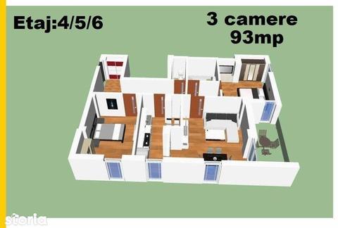 Apartament cu 3 camere totul nou 93mp / avans minim 15%