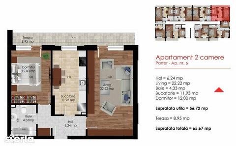 Apartament 2 camere nou cu o curte de 75mp Berceni