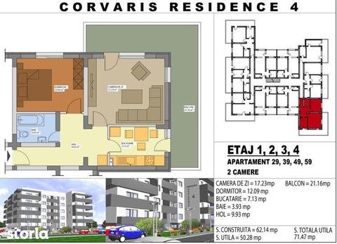 Apartament 2 camere Corvaris Residence 4 Popesti Leordeni
