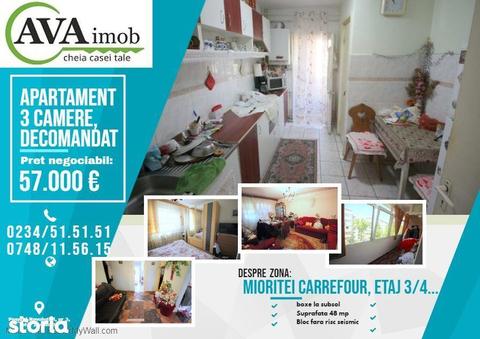 Apartament 3 decomandate, etaj 3, C.T., Zona Mioritei