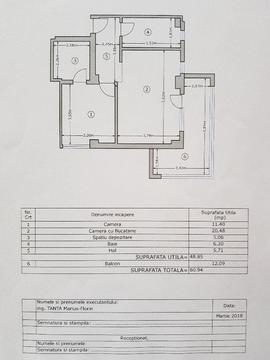 Apartament 2 cam. ,60.94 mp., str.Tineretului 85, Militari Residence