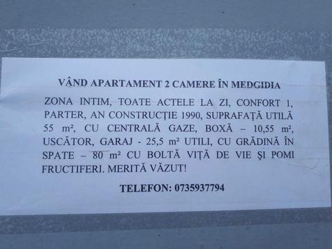 Vând apartament 2 camere Medgidia