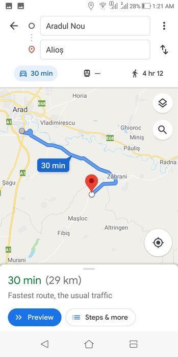 Teren intravilant 1300mp la Alioş 3km de Zabrani /Schimb ofer Diferent