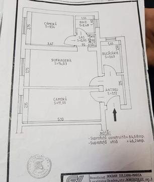 Vand apartament 3 camele 47m ultili . Velenta Borsecului Etaj1 mobilat