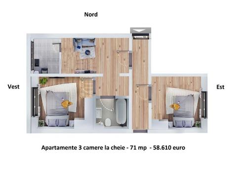 Apartamente 3 camere - 71 mp - 51.410 euro