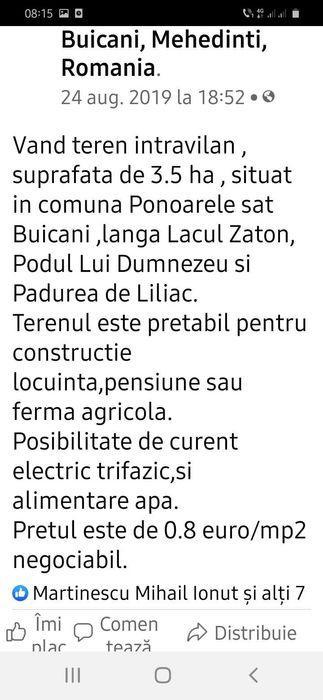 Vind teren teren in suprafata de 3,5 hectare in comuna Ponoarele judet